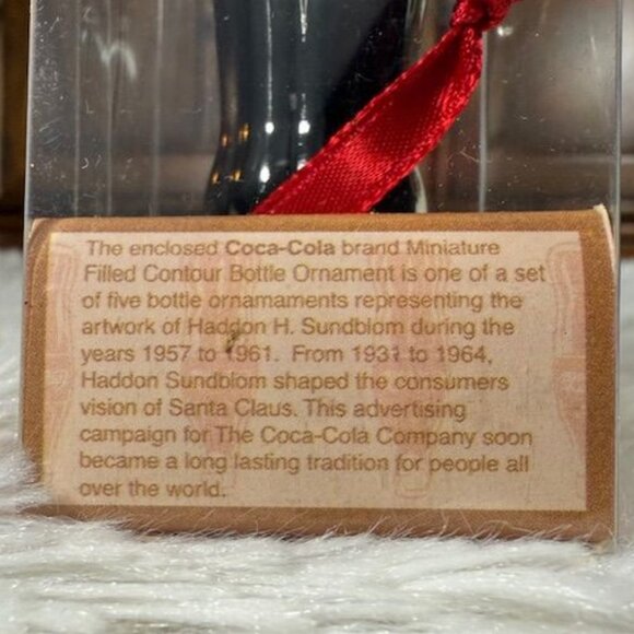 Vintage Coca-Cola Sundbloom Santa Miniature Filled Collectible Bottle Ornament - Picture 8 of 10